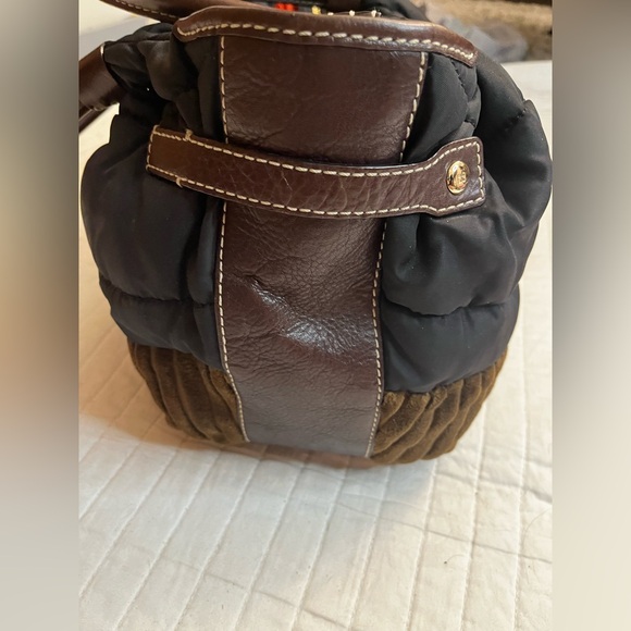 Kate Spade Quilting Stevie Bag Women Black Brown Nylon Corduroy Leather - Picture 4 of 11